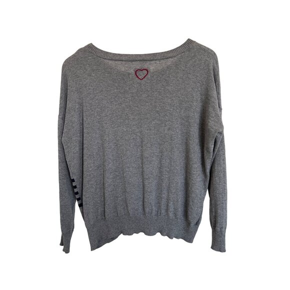 Chaser Heather Grey & Navy Stripe Cashmere Blend Sweater - Picture 8 of 8